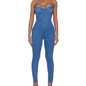 Haute Monde by Anthropologie Denim Sleeveless  Jumpsuit  Size L